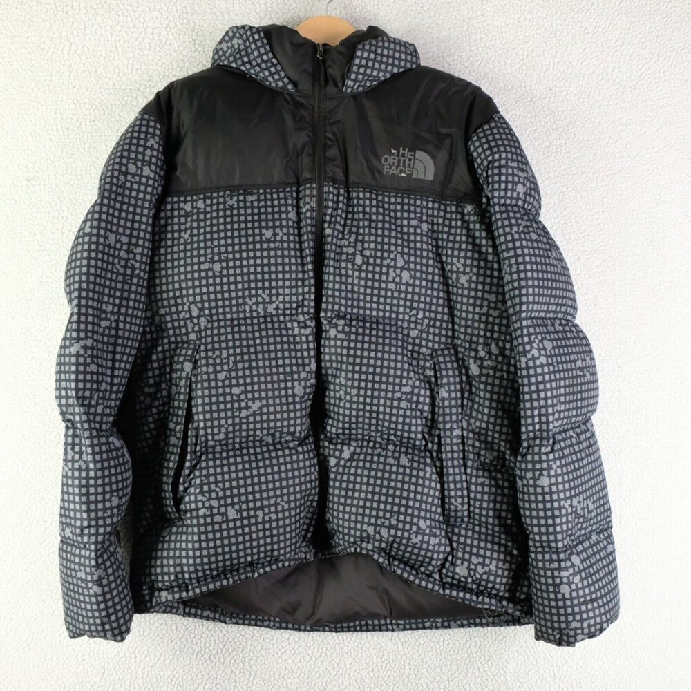 The North Face Nuptse Puffer Jacket Mens Extra Large Gray Goose Down Novelty